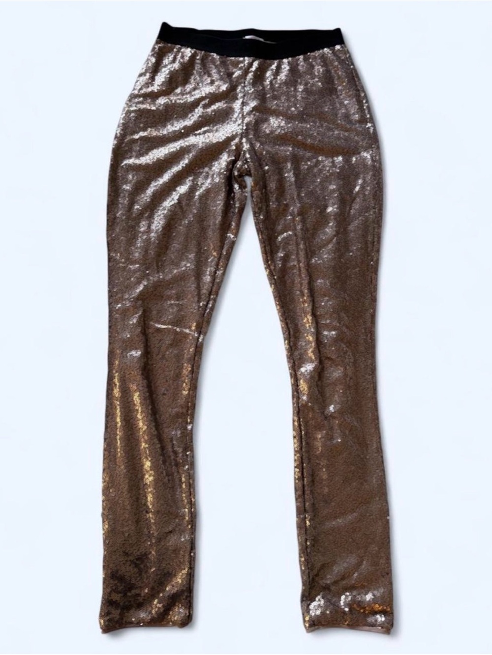 Rose Gold Sequin Pants with Elastic Waistband